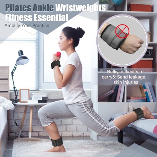 Vinsot Wrist Ankle Weights Set of 2, 4 Lbs, Adjustable Silicone Workout Weights for Women and Men, Wearable Leg Arm Weighted Bracelet for Home Workout Gym Yoga Pilates Swimming Cardio(Black)