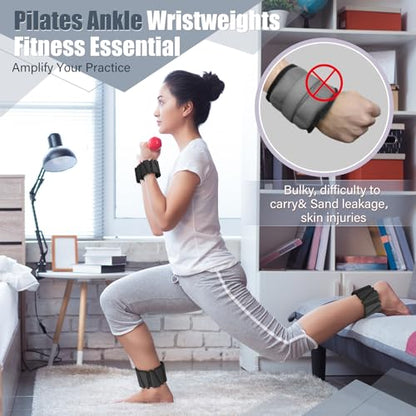 Vinsot Wrist Ankle Weights Set of 2, 4 Lbs, Adjustable Silicone Workout Weights for Women and Men, Wearable Leg Arm Weighted Bracelet for Home Workout Gym Yoga Pilates Swimming Cardio(Black)