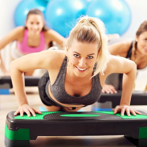 BalanceFrom 31-inch Aerobic Step Platform Trainer with 3 Adjustable Risers - color: Green
