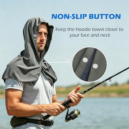 3 Pack Cooling Hoodie Towel, UPF 50+ Cooling Towels for Neck and Face - color: Royal Blue/Dark Gray/Gray