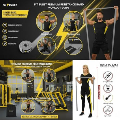 Premium Fabric Resistance Band 76 Inch Extra Long – Resistance Bands for Working Out & Resistance Bands for Physical Therapy, Non-Slip Exercise Band for Men & Women, Stretching & Home Fitness