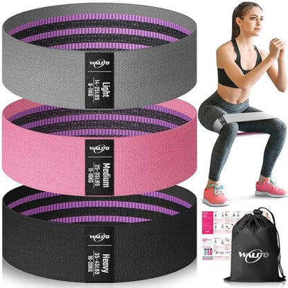 Fabric Resistance Bands for Working Out, Exercise Bands for Glutes and Legs - color: 3.Grey,Pink,Black