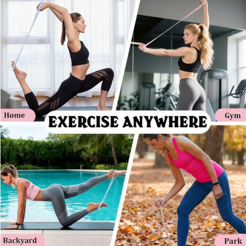 Resistance Bands with Handles,Figure 8 Resistance Band Elastic Fitness Bands Exercise Band for Home Yoga Gym Workout - color: Pink-25LB