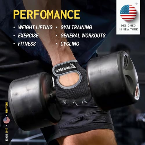 Workout Gloves for Men and Women, Fingerless Weight Lifting Gloves with Cushioned Palms, Gym Gloves for Exercise Fitness Training Climbing Cycling, Breathable and Lightweight - size: Large