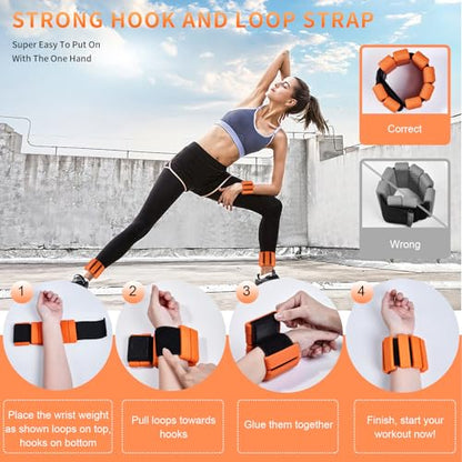 Wrist & Ankle Weights for Women, Wearable Strong Arm & Leg Weights Set of 2(1Lbs Each), Adjustable Ankle Weights for Walking, Yoga, Dance, Barre,Gym,Exercise,Pilates,Walking Running