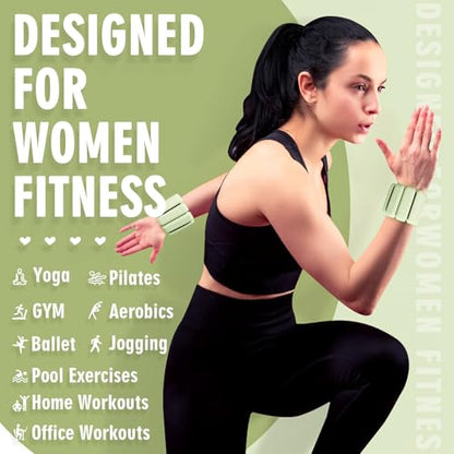 Wrist Weights, 2Pack Adjustable Wearable Wrist Ankle Weights for Women/Men, Silicone Wrist Bangles for Walking, Yoga, Pilates, and Gym, Arm & Leg Workout, 2lb - color: Green