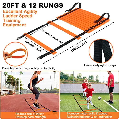 Kids Soccer Goals for Backyard, 2 of 6 x 4 ft Kids Soccer Goal Set Soccer Net with 10 Soccer Cones, Agility Ladder & Carry Bag, Portable Soccer Training Equipment.
