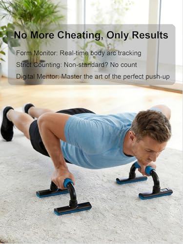 Push Up Bars Strength Training - Pushup Handles With Rubber Grip, Home Fitness Equipment with Anti-Slip Sturdy Structure Floor Workouts Push Up Stands for Man Women - color: Blue-with Counter