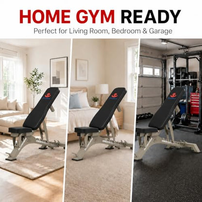 Adjustable Weight Bench 1300 lb Capacity, 40-Position Workout Bench with 10 Backrest & 4 Seat Angles, Heavy Duty Strength Training Bench for Home Gym, Garage Gym, Incline Flat Dumbbell Workouts (Light Green)