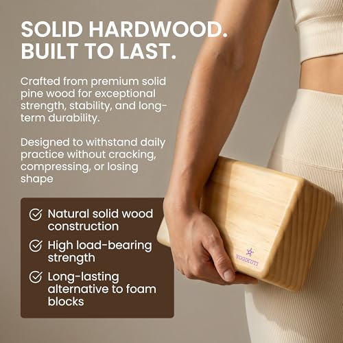 Original Wooden Yoga Block – Solid Hardwood Prop Inspired by Traditional Yoga Practice