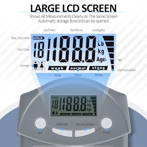 Hand Grip Strength Tester - 220lbs/100kg Digital Hand Dynamometer with High-Precision Strain Gauge, Electronic Handgrip Strength Testing Tool for Athletes, Seniors & Fitness Tracking - color: Black