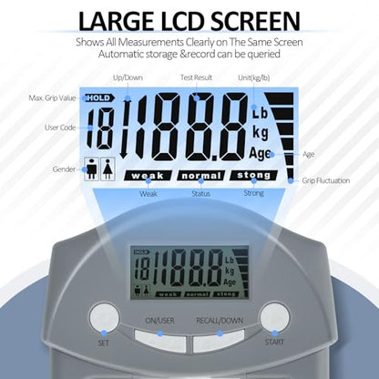 Hand Grip Strength Tester - 220lbs/100kg Digital Hand Dynamometer with High-Precision Strain Gauge, Electronic Handgrip Strength Testing Tool for Athletes, Seniors & Fitness Tracking - color: Black