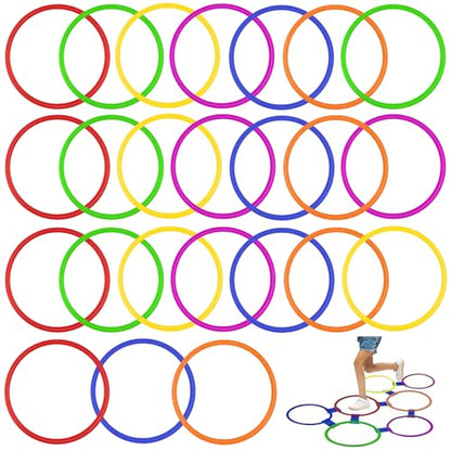 Mototo 24/30/48/96 Pack Agility Rings 15 Inch Speed Training Hopscotch Rings Plastic Circle Jumping Hoops Agility Hurdles for Athlete Exercise Soccer Football Gymnastics Games Practice Footwork - style: 24 Pack
