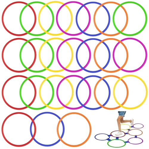 Mototo 24/30/48/96 Pack Agility Rings 15 Inch Speed Training Hopscotch Rings Plastic Circle Jumping Hoops Agility Hurdles for Athlete Exercise Soccer Football Gymnastics Games Practice Footwork - style: 24 Pack