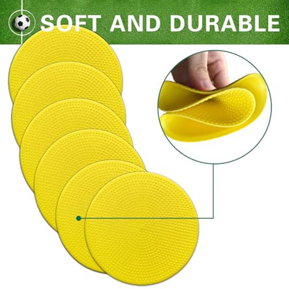 Poly Spot Markers 4.73 inch/10 inch 12 Pcs Non-Slip Rubber Agility Training Markers Floor Dots Flat Field Cones for Football, Soccer, Basketball, School Exercise Drills, Dance Practice