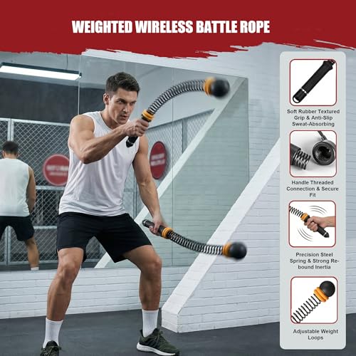 TOMSHOO 2PCS Ropeless Battle Ropes Portable Weighted Workout Ropes for HIIT Arm Exerciser Rope Cordless Home Gym Equipment for Men & Women