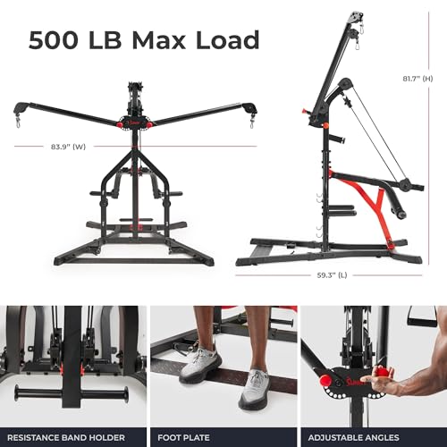 Sunny Health & Fitness Multifunctional All in One Pully Cable Home Gym – Complete Functional Trainer Compact Workout System SF-HG92401