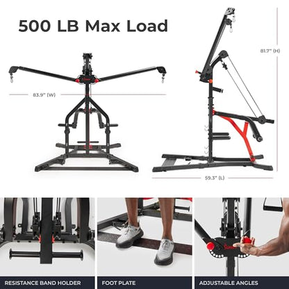 Sunny Health & Fitness Multifunctional All in One Pully Cable Home Gym – Complete Functional Trainer Compact Workout System SF-HG92401