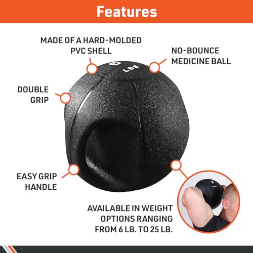 Body Sport Double Grip Medicine Ball, 20 lb. - Strength Training Weighted Exercise Tool - Softer Kettlebell Alternative for Home Fitness & Gyms