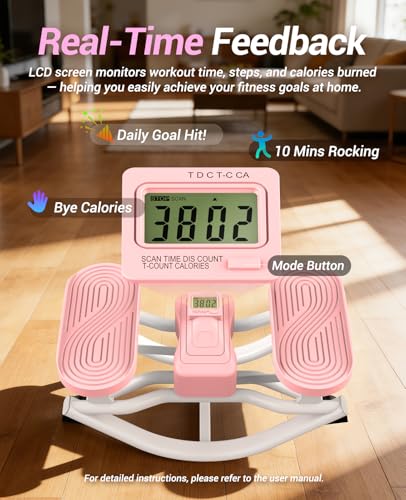 Rock Stepper Side to Side Exercise Machine, Rocking Stepper for Home Gym with LCD Display & Resistance Bands, Low-Impact Step Rocker Workout Equipment Supports 330 lbs
