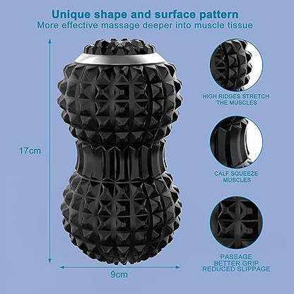 Vibrating Massage Ball for Pain Relif, Mobility Ball for Physical Therapy and Workout Recovery, Deep Tissue Myofascial Release Tools - Back, Shoulder (Peanut Head Vibrating Massage Ball Black) - color: Black