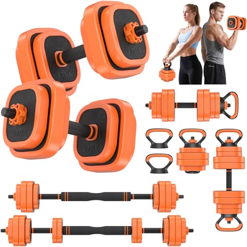 Rendpas Adjustable Dumbbell Set of 2 with Connector, 45/65/85 lbs Free Weights, 4-in-1 Barbell Kettlebell Push Up Stand Home Gym for Men Women