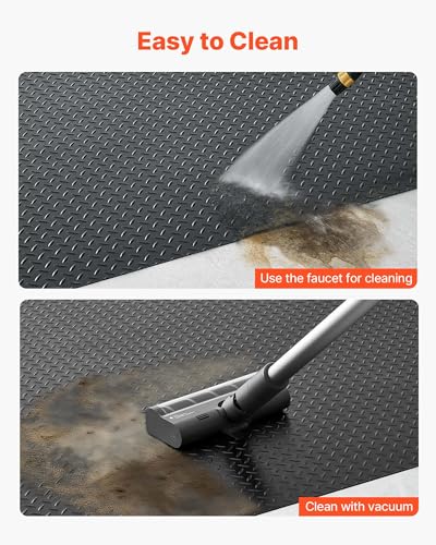 VEVOR Garage Floor Roll, 4 x 20 ft Garage Flooring Mat, 3 mm Thickened Rubber Diamond Plate Floor Protector Mat, Non-Slip, Wear-Resist, Waterproof, Easy to Clean for Warehouse, Gyms,Trailer, Black - size: 240"L x 48"W x 0.1"Th