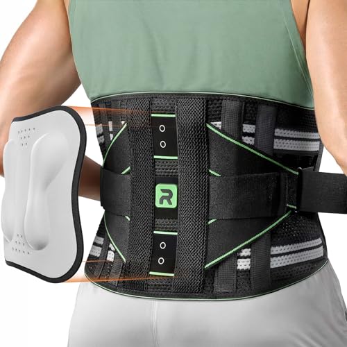 Rakiie Back Brace for Lower Back Pain Relief with 8 Stays - color: Green, size: X-Large