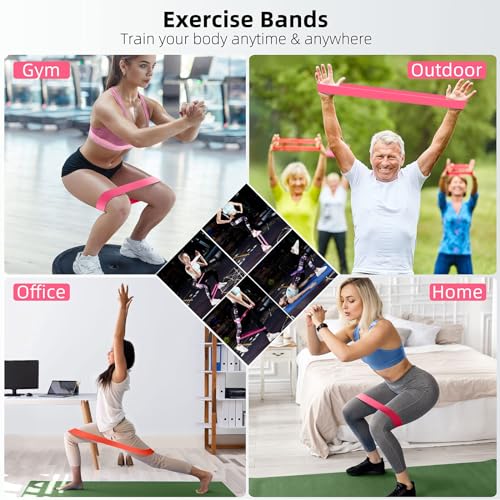 Resistance Loop Exercise Bands with Instruction Guide and Carry Bag, Set of 5