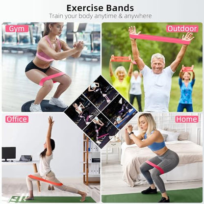 Resistance Loop Exercise Bands with Instruction Guide and Carry Bag, Set of 5