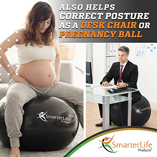 SmarterLife Exercise Ball, Yoga Ball for Gym, Balance, Stability, Pregnancy - color: Black, size: 45 cm