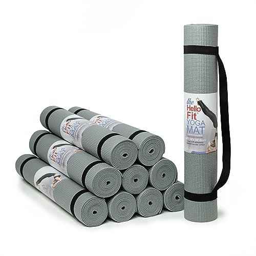 10 Pack Yoga Mat With Carrying Strap, 68"x24"x4mm Thick - color: Cool Gray
