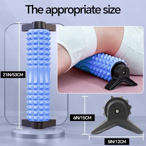 Foam Roller with Detachable Stand, 18" Deep Tissue Massage Roller, Beginner-Friendly Support Design for Muscle Recovery, Home Workout & Fitness - Blue - color: Blue