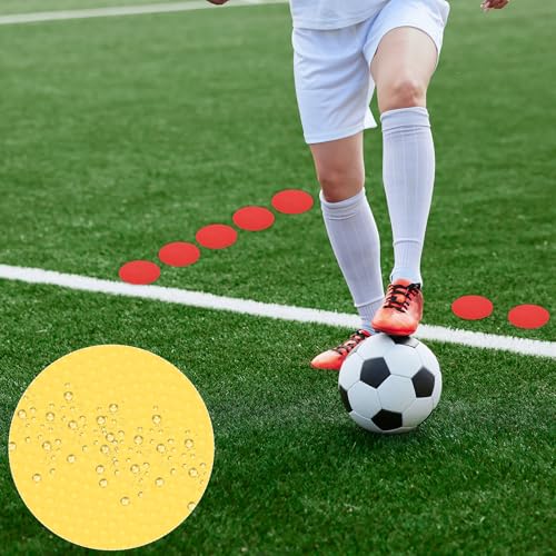 PATIKIL Spot Markers 4 Inch, 12 Pcs Non-Slip Floor Dots Agility Markers Flat Field Cones Poly Dots for Gym PE Speed Training Dance Soccer Basketball Sports, Yellow/Green/Orange