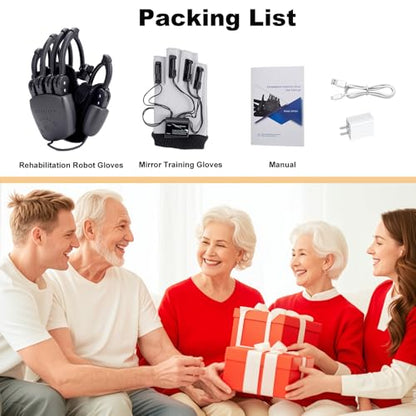 Hand Rehabilitation Robot Gloves for Stroke, Robotic Hand Glove for Stroke Rehab, Adjustable Strength, 4 Modes, Finger Training Therapy Equipment for Hemiplegia Stroke Patient with USB Chargeable