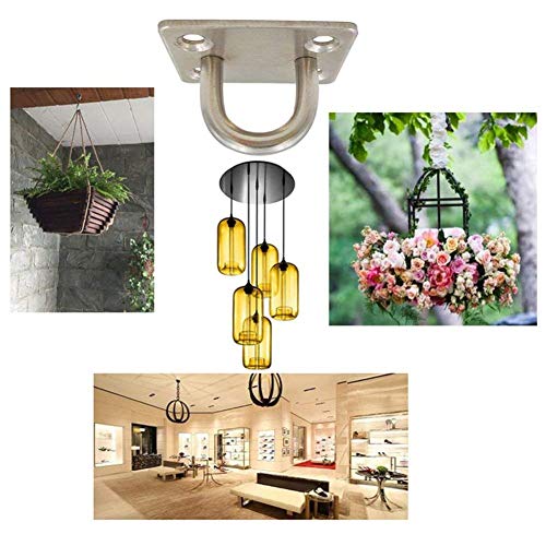 Heavy Duty Pad Eye Plate Staple Ring Hook Loop U-Shaped Sail Shade Hardware - Wall Ceiling Hammock Hooks Hanger for Swing Suspension - Stainless Steel