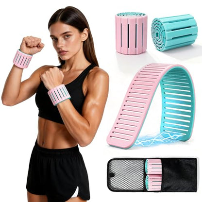 Magnetic Ankle Wrist Weights for Women, 1LB Each (2 Packs) - Arc Wrap Design for Secure Fit, Breathable & Skin-Friendly for Walking, Yoga, Pilates, Home Workouts - Enhanced Comfort, No Slip, Stackable