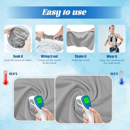 Cooling Towels for Neck and Face, 5 Pack Soft Microfiber Gym Towel（40" X 12", Breathable Cooling Towels for Hot Weather, Gym Yoga Sports Workout Sweat Towels for Men Women Kids
