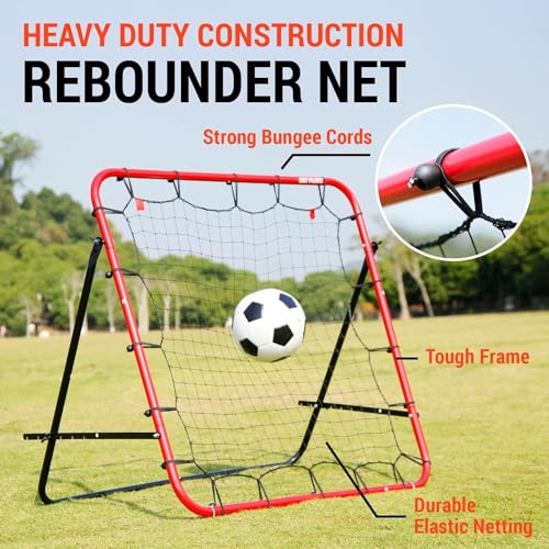 Soccer Rebounder, Kickback Rebound Net 3.3X3.3FT - Football Training Gifts, Aids & Equipment for Kids, Teens & All Ages, Portable, 6 Adjustable Angles