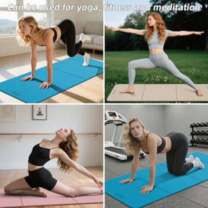Foldable Yoga Mat 75"x31.5"x0.24" - Extra Large Lightweight TPE Exercise Mat, Double Non-Slip for Pilates, Home Workouts & Outdoor Use - color: Pink-black