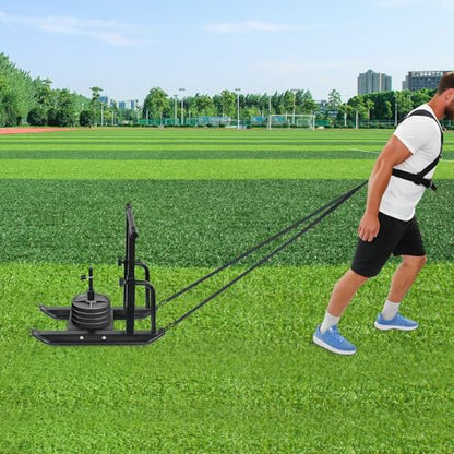 Fitness Sled, Weight Sleds for Training, Adjustable Height Workout Sled for Training Running Speed Heavy-Duty Push Pull Sleds for 1" & 2" Weight Plate Push-Pull Gym Equipment for Exercise