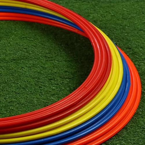 Set of 12 Agility Rings, Multifunctional Jumping Hoops, Circles for Games, Football, Gymnastics - size: 60cm