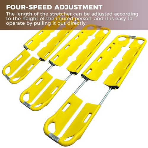 Folding Medical Scoop Stretcher, Patient Transfer Board with Adjustable Length and Safety Straps, 350 Lb Capacity, PE Emergency Rescue Equipment