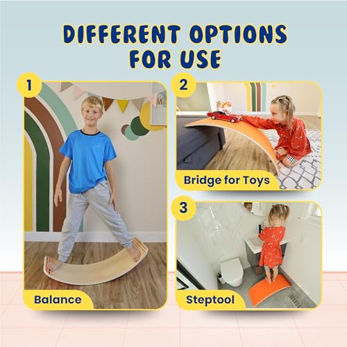 New Bounce Balance Board - Premium Wooden Wobble Board for Exercise & Balance Training - Supports Up to 480 Lbs. - Versatile Rocking Balance Boards for All Ages - size: Small, 10"x 27"