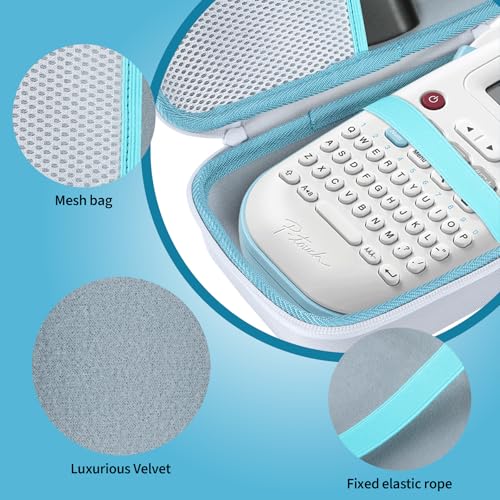 Case Compatible with Brother P-Touch PT-N10 Personal Handheld Label Maker (Case Only) - color: White+Blue Zipper, size: for P-Touch PT-N10