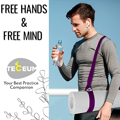 TECEUM Yoga Mat Strap – Extra Soft & Thick Cotton Carrier for All Mats - color: Deep Purple, size: 64 IN