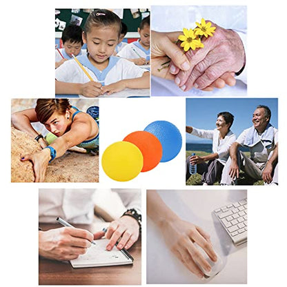 3 Resistance Levels Hand Exercise Balls, Stress Balls for Adults, Squeeze Balls for Physical Therapy, Hand Grip Strength Trainer Hand Squeezers for Strength, Wrist Forearm Finger Exerciser