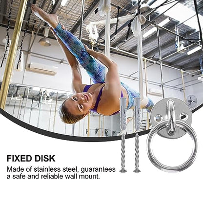 WOONEKY 1Set Suspension Trainer Bracket Heavy Duty Ceiling Anchor for Gymnastic Rings Yoga Swings Resistance Trainers Fixed Disk for Mounting