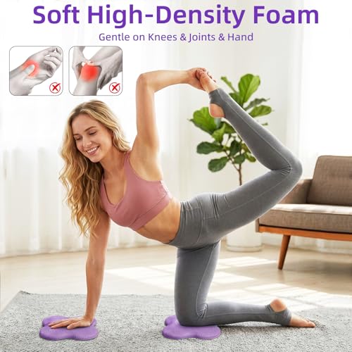 Yoga Knee Pads Set of 2 – Extra Soft Non-Slip Yoga Knee Pad Cushion for Knees Elbows Wrists – Pilates & Workout Knee Pads for Floor Exercises, Kneeling, Stretching, Fitness, Purple