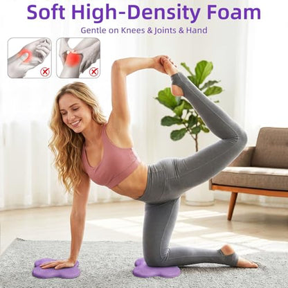 Yoga Knee Pads Set of 2 – Extra Soft Non-Slip Yoga Knee Pad Cushion for Knees Elbows Wrists – Pilates & Workout Knee Pads for Floor Exercises, Kneeling, Stretching, Fitness, Purple